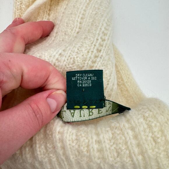 Lauren Ralph Lauren Cream Cable Tight Knit Fringe Lamb Wool Rabbit Hair Scarf - Picture 4 of 9